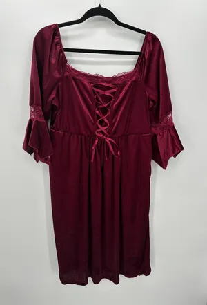 Bloomchic Womens Red‎ Velvet Midi Dress Size 1X NWT Renaissance Witchy Vampire thumbnail 1