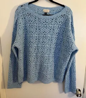 Universal Threads Womens Large Sky Blue Knot Sweater Crochet Vintage thumbnail 1