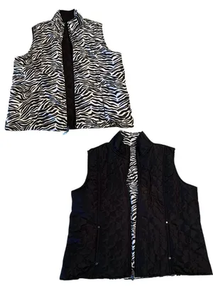 Women's REVERSIBLE zip up vest with pockets size M Black Size M thumbnail 1