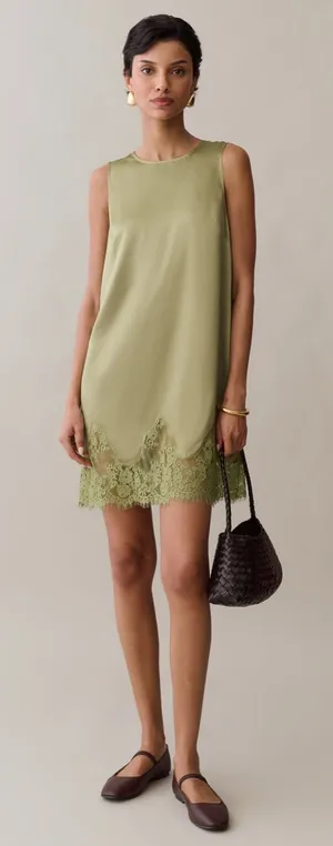 NWT Few Moda Yasmin Dress size Medium M Green Moss lace mini Kourt thumbnail 1