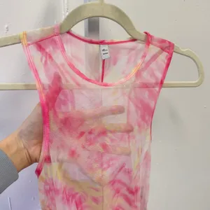 Oh Polly Tie-Dye Sheer Bodycon‎ Mini Sleeveless Dress Pink Medium Cinched Hem thumbnail 5