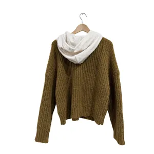 OFFLINE by Aerie Women Brown Chunky Knit Hooded Sweater Size M 9798599940 thumbnail 2