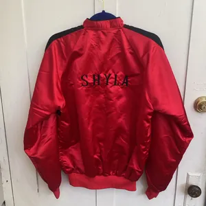 VINTAGE 80s New Balance Satin Bomber Varsity Jacket Sz M Custom Shyla Embroidery thumbnail 3