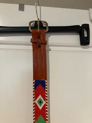 Handcrafted Red Beaded hand loom bead work belt thumbnail 2