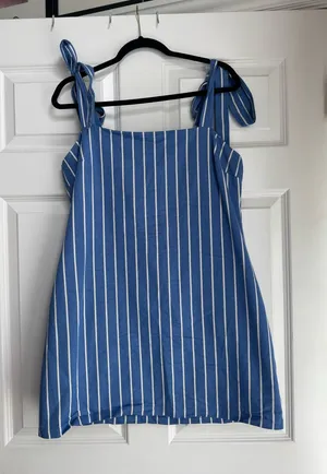 English Factory Blue and White Striped Mini Dress thumbnail 1