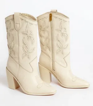 VINCE CAMUTO Alisah Square Toe Western Boot in Rich Cream Size US 8.5 thumbnail 1