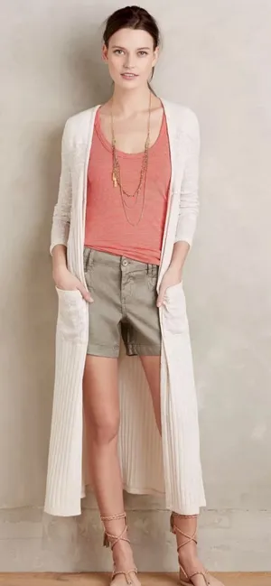 Anthropologie Saturday Sunday Tinley Duster Cream Knit Longline Sweater Cardigan thumbnail 1