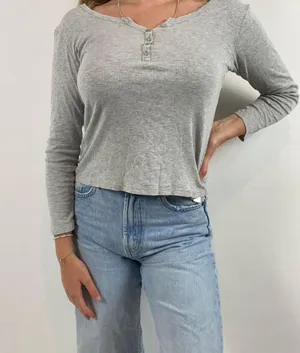Massimo Dutti Long Sleeve Cool Distressed Look Basic thumbnail 2