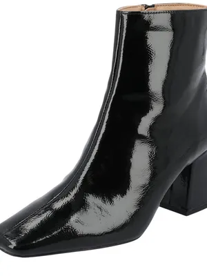 NWT Journee Collection Foam Haylinn Heeled Booties Black Patent Upper 9.5M thumbnail 2