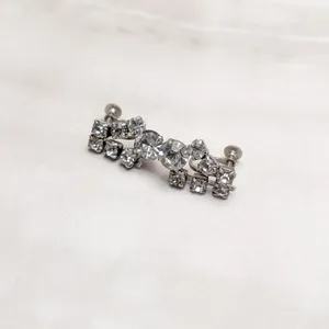 Vintage Screw On Earrings Stylish and Elegant Clear Gem Statement Drop Dangle thumbnail 3
