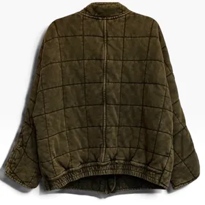 Free People Quilted Dolman Knit Jacket Dusted Military Green Large Oversized thumbnail 3
