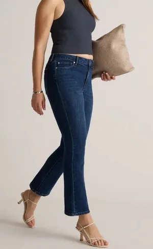 Quince Stretch High Rise Kick Flare Jeans Dark Wash size‎ 25 thumbnail 1