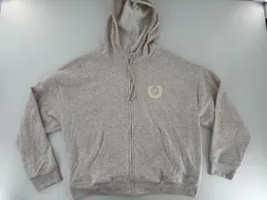 Victoria’s Secret PINK Gray Zip Up Hoodie Crest Logo Full Zip Sweatshirt Size L thumbnail 1