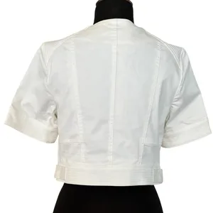 Cache White Cotton Blend Front Button Short Jacket Top Lined Side Tab NWT $118 thumbnail 4