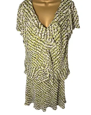Vintage Y2K R&K Originals Ruffle Skirt Set Polka Dot Elastic Waist Green 14 thumbnail 1