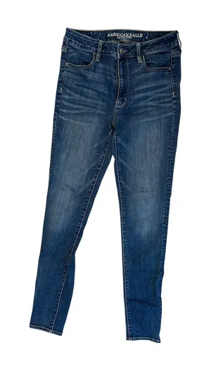 American Eagle Super Hi-Rise Jegging Dark Wash Skinny Jeans Womens 8 Long thumbnail 1