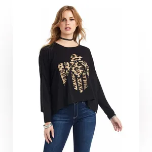 Ariat Black Top with Leopard Print Design thumbnail 2
