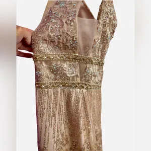 Trendy Rose Gold Sequins Designer Dress NWT thumbnail 2