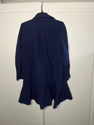 Tuckernuck Callahan Navy Swiss Dot Shirt Dress thumbnail 14