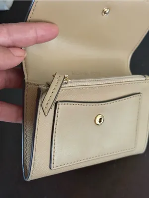 Michael Kors Tan Saffiano Leather Compact Wallet with Gold Logo thumbnail 7