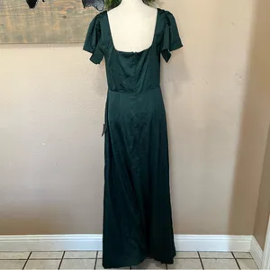 Lulus Ultimate Sweetness Emerald Green Satin Flutter Sleeve Maxi Dress thumbnail 5