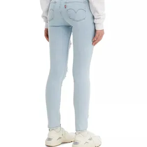 Levi's 711 Skinny Distressed Ankle Jeans Size 28 Light Blue Holes Frayed thumbnail 11