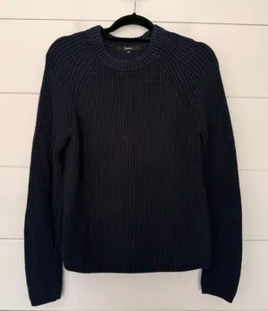 Quince Women’s Small Blue Organic Cotton Fisherman Crew Sweater thumbnail 1