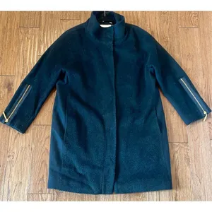 T Tahari wool blend black funnel neck snap closure peacoat 8 thumbnail 3
