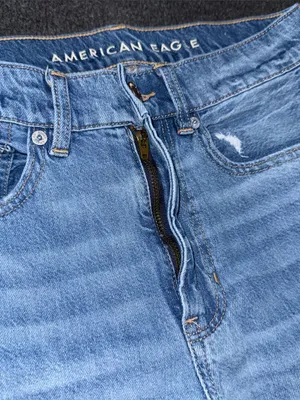 American Eagle Skater Jeans Baggy Wide Leg Distressed Medium Blue Wash Women’s 2 thumbnail 7
