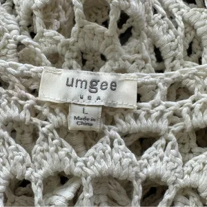 Umgee Crochet Fringe Ivory cardigan sweater size L thumbnail 3