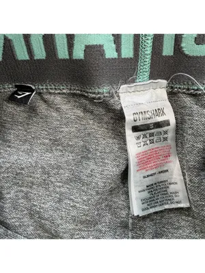 Gymshark Womens Small Gray Marl Seamless High Rise Biker Shorts Teal Waistband thumbnail 3