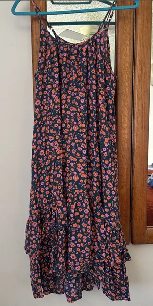 Universal Thread Floral High Low Midi Dress Ruffle Hem Adjustable Straps Small thumbnail 1