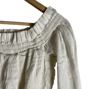 All Saints Lary White Linen Silk Shoulder Long Sleeve Slit Midi Dress Size 6 thumbnail 8