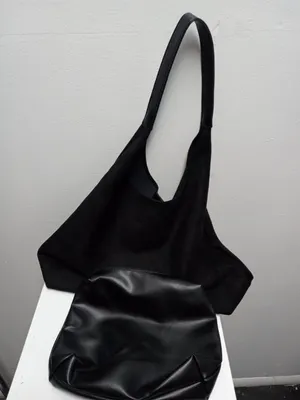 12"x 16" Faux Suede Hobo Bag w/inner Pouch Retro Shoulder Tote thumbnail 2