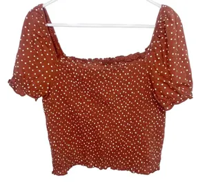 American eagle rust red ruched crop top country western size large NWT N thumbnail 4