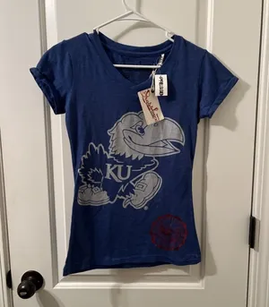 Kansas University KU Jayhawks Womens Juniors Short Sleeve T-Shirt Size M thumbnail 1