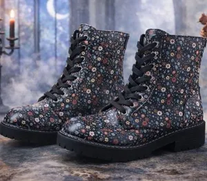 Whimsygoth Floral Platform Combat Boots - NWOT thumbnail 1