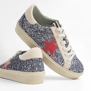 Shu Shop Reba Silver Glitter Star Platform Sneakers thumbnail 1