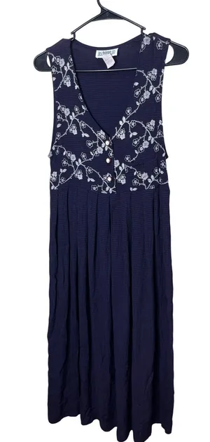 JUST IN THYME LTD Vintage‎ Maxi Dress Sleeveless Floral Embroidered Purple thumbnail 1