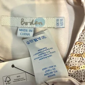 Boden 14 gold sequin 1/2 sleeve top formal blouse lined striped TB 3264 thumbnail 5
