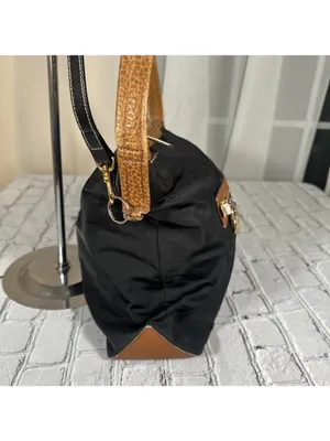 Michael Kors Black Cognac Shoulder Bag With Tan Leather Trim Medium Purse thumbnail 2