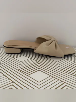 Beige Bow Slide Sandals - Women's Casual Slip-Ons Size 7 thumbnail 3