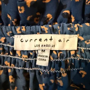 Current Air Blue Animal Floral Smocked Waist Mini Dress Size M Long Sleeve Boho thumbnail 4
