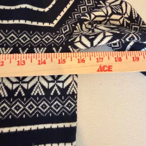 LL Bean Womens Cotton Cashmere Sweater Navy Blue White Fair Isle Turtleneck thumbnail 8