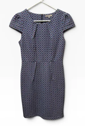 Darling Geometric Diamond Print Sheath Dress Womens‎ Small Blue Red Excellent thumbnail 1
