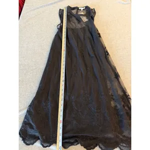 Bleu Ciel Women S Black Sheer Mesh Floral Embroidered Lace Scallop Hem Dress NWT thumbnail 2