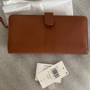 Coach Brown Gold Large Skinny Wallet thumbnail 2