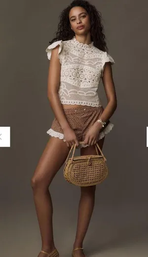Anthropologie Ollari Dori Ruffle-Sleeve Crochet Top thumbnail 4