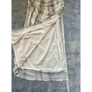 Open Edit Ivory Seafoam Swirl Ruched Side Slit Mesh Maxi Skirt XL thumbnail 5