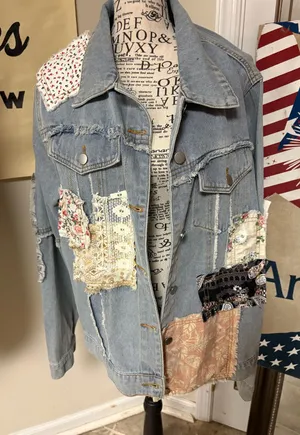 POL Patchwork Denim Jacket Shirt M thumbnail 1